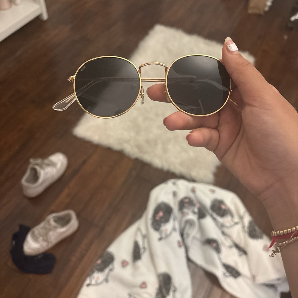 Gold and Black Round Sunglasses